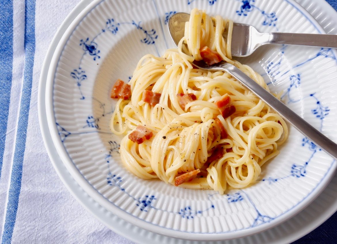 Spaghetti carbonara bacon æg